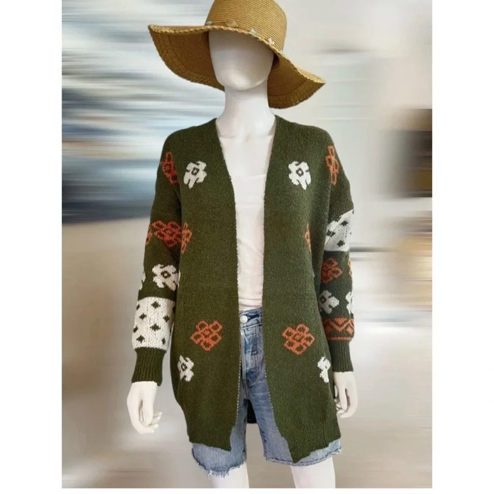 BAEVELY multicolored open front cardigan size S M L - Picture 5 of 6